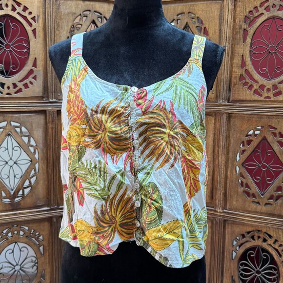 C&C California Linen & Rayon Tropical Womens Tank Top - Picture 1 of 5
